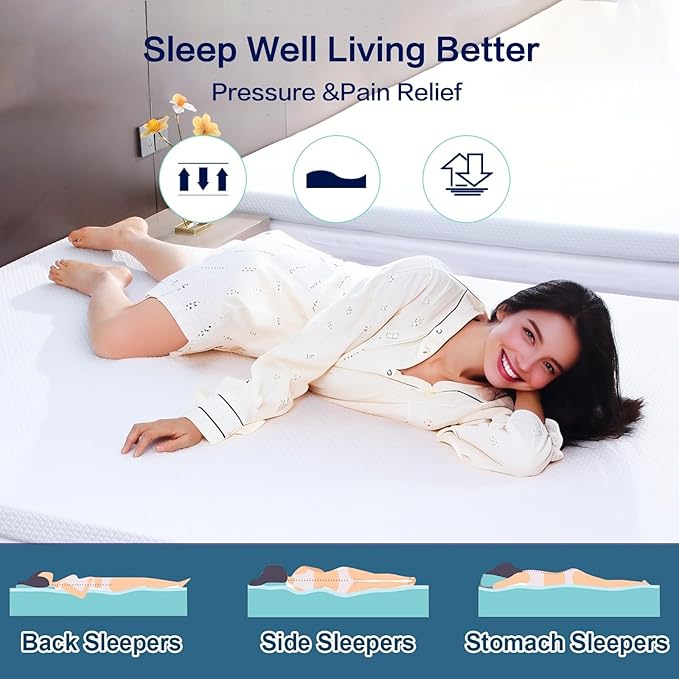 King Mattress Topper, 3 Inch Memory Foam Mattress Topper King, High Density Mattress Pad Comfort Cooling, Bed Topper with Removable Cover, 4 Elastic Straps White, CertiPUR-US Certified
