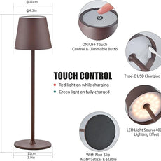 2 Pack Cordless Table Lamp,Portable LED Desk Lamp, 6000mAh Battery Operated, 3 Color Stepless Dimming Up, for Restaurant/Bedroom/Bars/Outdoor Party/Camping/Coffee Shop Night Light