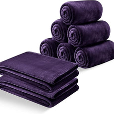 IR Imperial Rooms Fleece Blankets Queen Size 90x90 Inches- 8 Pack - Super Soft Fluffy Throw Blanket for Sofa and Bed - Warm and Cozy Lightweight 400 GSM Microfiber Bed Throws Blankets (Queen, Purple)