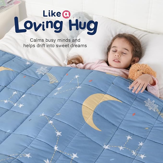 Kivik Weighted Blanket 3lbs, 36" x 48", Blue Moon Stars Heavy Throw Blankets, All-Season Breathable Soft Cute, Calming & Sleep, Machine Washable