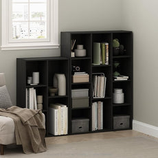 Furinno LUDER Book Shelf, 5-Cube Bookshelf, Reversible Bookcase, 9.4 x 19.5 x 31.5, for Living Room, Bedroom, Home Office, Blackwood