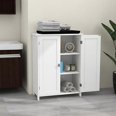 TaoHFE White Bathroom Floor Cabinet,Small Storages Cabinets with 2 Doors Bath Room Storage Cabinet,Small Bathroom Storage Cabinet for Living Room, Entryway,White