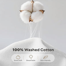 JELLYMONI Washed Cotton Duvet Cover - Off White, King Size 104x90 Inches, 3-Piece Bedding Set with Button Closure, Includes 1 Duvet Cover & 2 Pillowcases (Comforter Not Included)