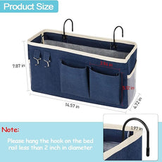 Loghot Bedside Caddy/Bedside Storage Bag Hanging Organizer for Bunk and Hospital Beds,Dorm Rooms Bed Rails,Can be Placed Glasses,Books,Mobile Phones,Keys (2pc Navy Blue)