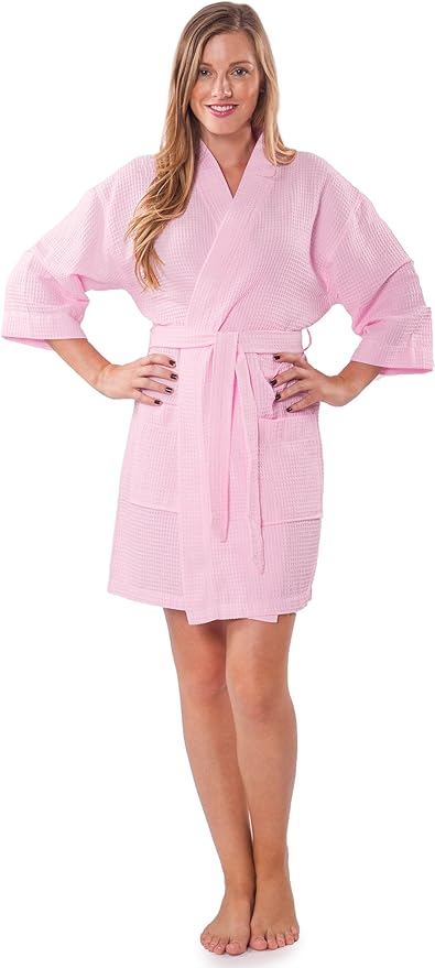 Turquaz Lightweight Short Robes For Women Waffle Kimono Bathrobe - Soft, Fast-Drying, Long-Lasting Cotton Blend