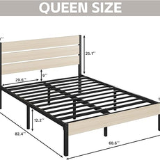 Queen Bed Frame with Headboard and Footboard, with Under Bed Storage, All-Metal Support System, No Box Spring Needed, Easy Assembly, Beige