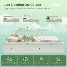 BEDLORE California King Mattress Topper Viscose Derived from Bamboo, Thick Pillow Top Mattress Pad with Stretchable Pockets for 6