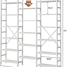 SUPERJARE Triple 6 Tier Bookshelf, Bookcase with 17 Open Display Shelves, Wide Book Shelf Book Case for Home & Office, White