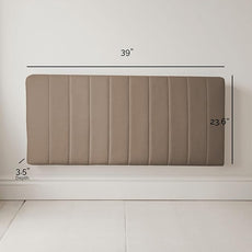 Hearth & Harbor Upholstered Twin Headboard - Easy Assemble Channel Stitched Headboard Twin Size - Wall Mounted Headboards with 3D Soundproof Wall Panels Peel & Stick Floating Headboards, Mocha