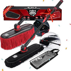 2In1 Brush And Duster For Car Exterior,Chenille Car Wash Brush Mop*1PC,Wax Cotton Car Duster Mop*1PC Remove Dust,Freely Switch A Retractable Black Steel Pole,Car Cleaning Supplies For Truck Rv Boat