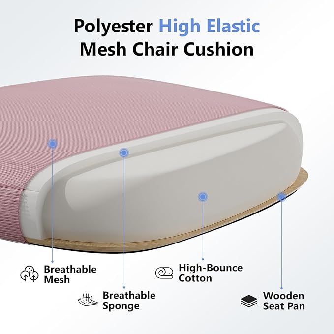 Ergonomic Office Chair M903, Computer Desk Chair with Wheels, High Back Mesh Office Chair with Adjustable Lumbar Support, Headrest, Flip-Up Armrests, Pink