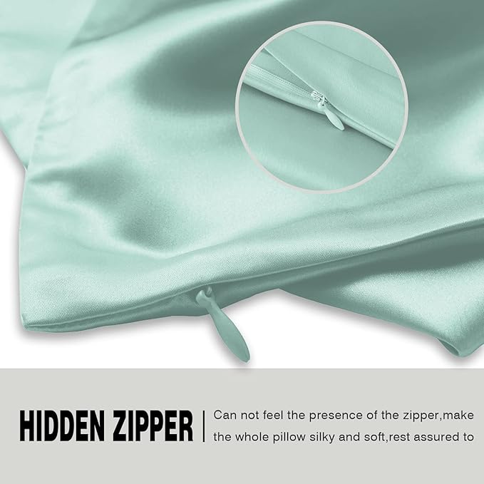 SUATIEN Mulberry Silk Pillow Cases Standard Size Silk Pillowcase for Hair and Skin with Zipper Soft Breathable Smooth Cooling Silk Pillow Case for Sleeping,Gifts for Women (Sage Green,20"X 26",1Pcs)