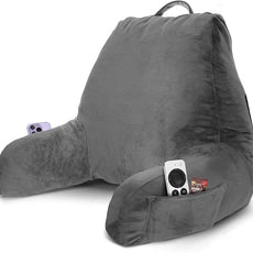 Nestl Reading Pillow with Shredded Memory Foam, Designed for Sitting Up in Bed and Couch, Back and Arms Adjustable Support for Adult & Teens Backrest Pillows for Reading, with Washable Cover Dark Grey