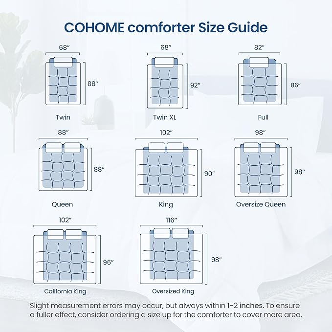 COHOME Quilted Full Size Comforter - All-Season Down Alternative Duvet Insert - Luxury Hotel Winter Warm Light Grey Comforter with Anti-Clump Tech & 8 Tabs - Gift for Women & Men (82"x86")