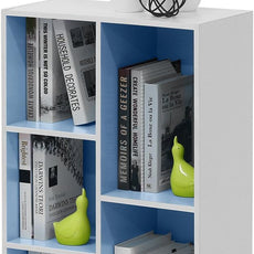 Furinno LUDER Book Shelf, 5-Cube Bookshelf, Reversible Bookcase, 9.4 x 19.5 x 31.5, for Living Room, Bedroom, Home Office, White/Light Blue
