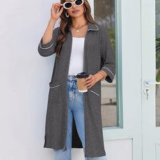 Ekouaer Zipper Robes for Women 3/4 Sleeve Housecoats Knee Length Bathrobe Lightweight Nightgown with Pockets S-3XL