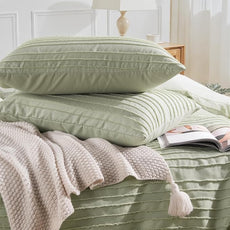 NEXHOME PRO Twin Duvet Cover, Blue 2 Pieces Boho Tufted Twin Size Duvet Cover Set, Soft and Lightweight Microfiber Comforter Cover Set for All Season (Sage Green,66 x 90)-No Comforter