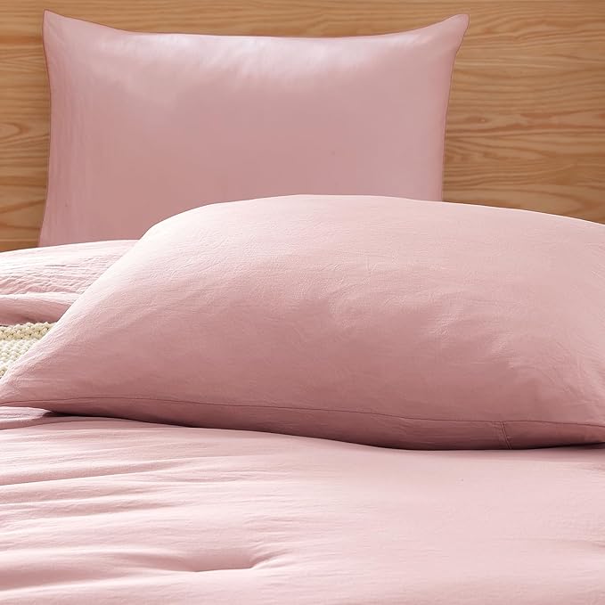 WRENSONGE Twin Comforter Set- 5 Pieces Soft Pink Twin Bed in a Bag, All Season Twin XL Bedding Sets with 1 Fitted Sheet, 1 Flat Sheet, 1 Pillow Sham and 1 Pillowcase