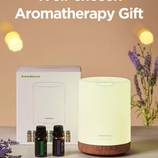 InnoGear Aromatherapy Diffuser & 8 Essential Oils Set, 300ml Premium 5-in-1 Ultrasonic Essential Oil Diffusers Scent Humidifier Aroma Diffuser Vaporizer Auto-Off Timer for Room Office Home, Yellow