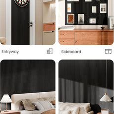 Bumusty Large Cork Board Alternative-47 x35 Felt Bulletin Board Tiles, with 30 Pushpins, 70 Adhesive Tabs, 12-Pack Slat Wall Paneling, Cork Boards for Office Push Pin Board Felt Board-Black