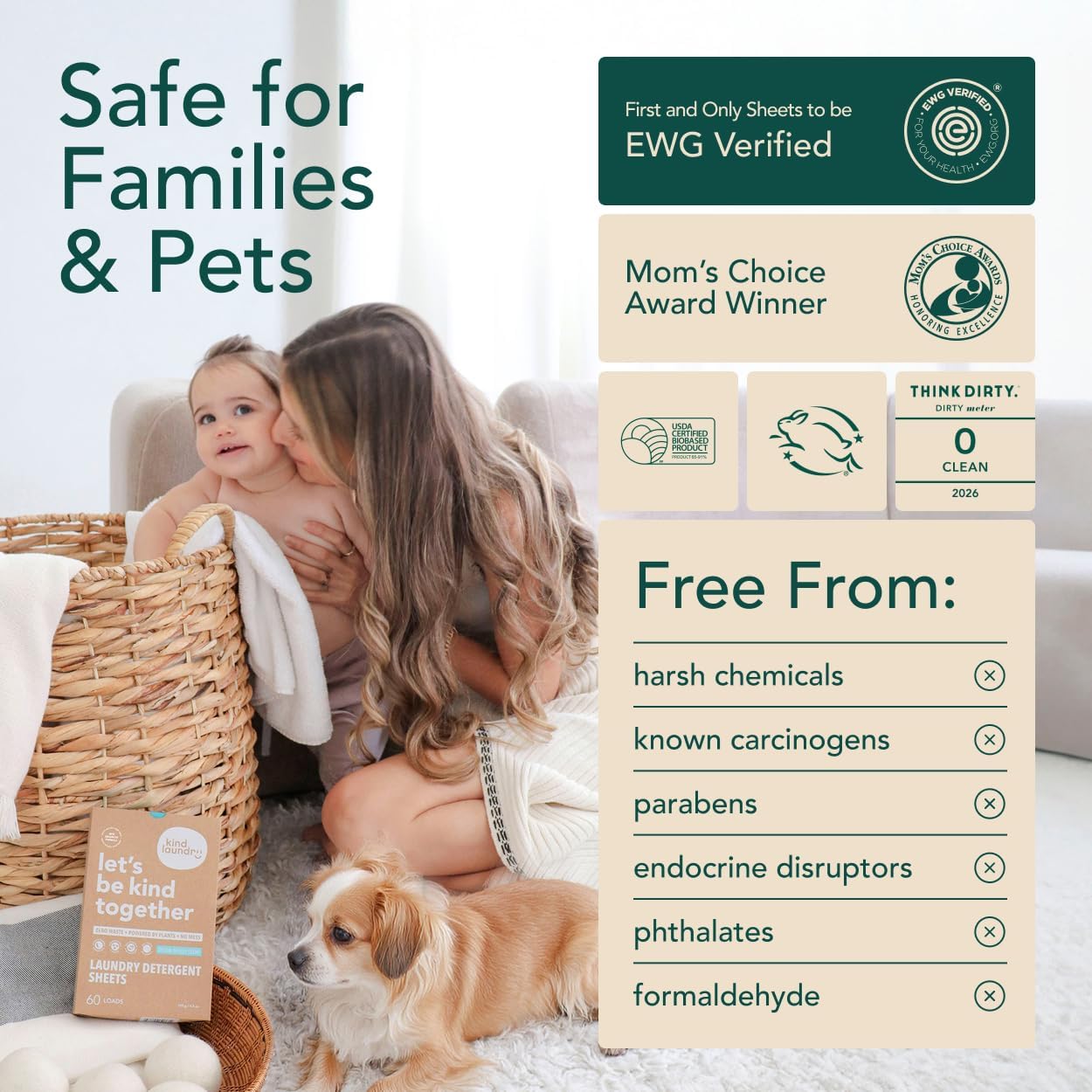 Kind Laundry Detergent Sheets – 32 Loads Ocean Breeze, EWG Verified, No Residue After Wash, Eco Plastic-Free Liquidless Laundry Soap, Non-Toxic Formula, for Sensitive Skin, Travel & Dorm Friendly