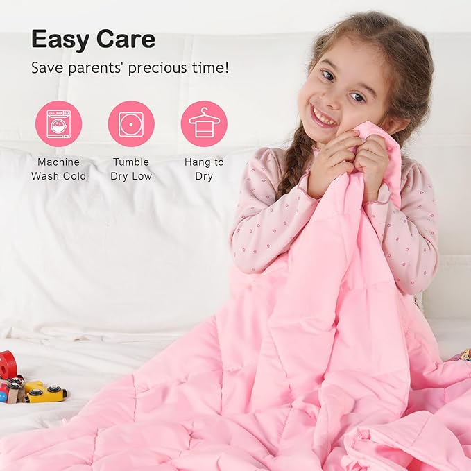Kivik Weighted Lap Blanket 2 lbs, 20" x 30" Pink Small Weighted Blankets, All-Season Breathable Mini Weighted Lap Pad, Soft Heavy Throw Blanket for Travel, Calming & Sleep, Washable