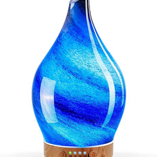 Porseme 150ml Essential Oil Diffuser Glass Color Changing Aroma Air Diffusers Aromatherapy Ultrasonic Cool Mist Humidifier 6 Running Hours Waterless Auto-Off for Sleeping Yoga Office Spa (Galaxy)