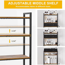 Over Toilet Bathroom Organizer with 2 Storage Cubes, 4-Tier Adjustable Metal Toilet Storage Shelves for Towels, Toilet Paper, Toiletries, Easy Assembly Freestanding Small Space Saver