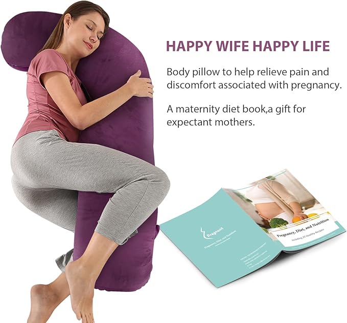 BATTOP Pregnancy Pillows for Sleeping,Maternity Body Pillow with Washable Cover,New Mom Gifts for Women,Support for Back,HIPS,Legs,Belly for Pregnant Women(Dark Purple)