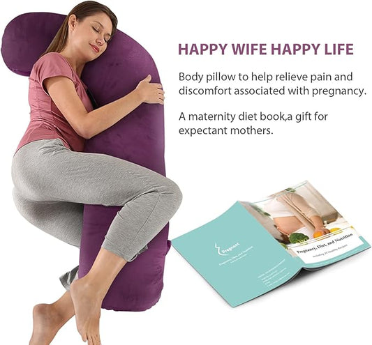 BATTOP Pregnancy Pillows for Sleeping,Maternity Body Pillow with Washable Cover,New Mom Gifts for Women,Support for Back,HIPS,Legs,Belly for Pregnant Women(Dark Purple)