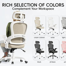 TRALT Office Chair - Ergonomic Office Chair with Back Support, Computer Chair - Home Office Desk Chairs, 330lbs Wide Seat Big and Tall Office Chairs with Headrest, Comfy Desk Chairs (Beige)