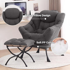 Tiita Lazy Chair with Ottoman, Modern Large Accent Lounge Chair, Leisure Sofa Armchair with Ottoman, Reading Chairs with Footrest for Bedroom, Living Room, Dorm Rooms, Garden