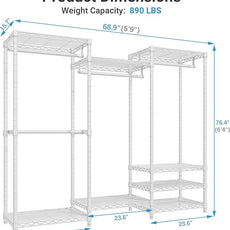 VIPEK V5 Portable Closet Wardrobe Heavy Duty Clothes Rack, Freestanding Clothing Racks with 4 Hang Rods & 8 Shelves, Adjustable Custom Closet Racks, 68.9