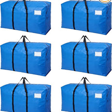6 Pack Heavy Duty Moving Bags with Backpack Straps & Handles, Large Storage Bags with Zipper for Clothes, College Moving Supplies and Dorm Essentials (33 Gal, Blue)
