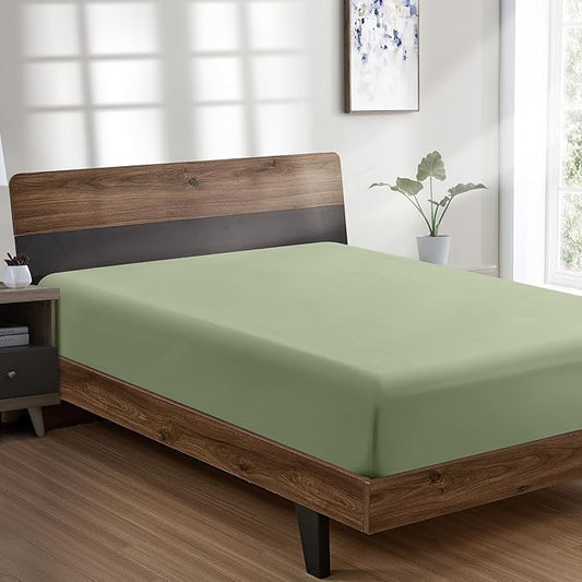 FreshCulture King Fitted Sheet Only - Hotel Quality Fitted Sheet King Size - Ultra Soft & Breathable - Brushed Microfiber - Deep Pocket - Cooling Fitted Sheets for King Size Bed (Sage Green)