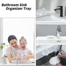 Silicone Bathroom Soap Dishes with Drain Spout-Bathroom and Kitchen Sink Organizer,Sponge Holder,Dish Soap Tray,Perfect for Dispenser,Scrubber,Bottle,Cup on Sink or Counter-White 4.9