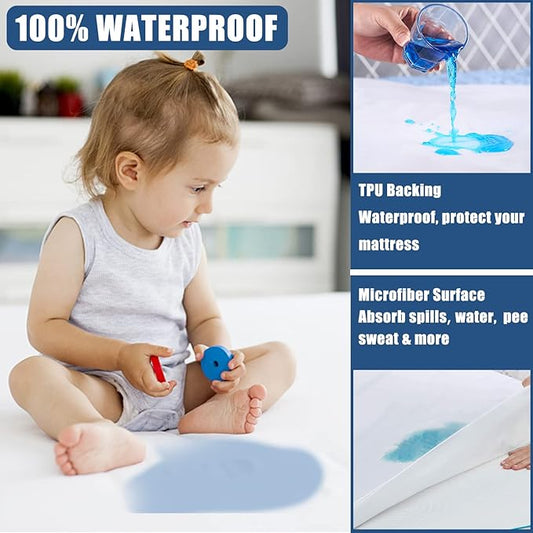 Waterproof Mattress Protector Full Size, Breathable Mattress Cover, Fitted Deep Pocket Mattress Pad Cover Stretches up to 21 Inches, Soft Noiseless Bed Cover