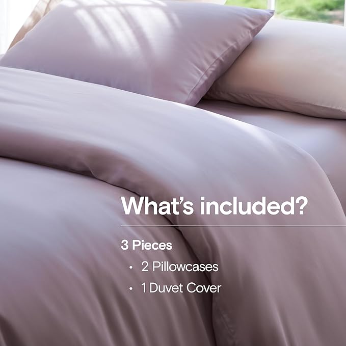 DOZ Duvet Cover Set, 100% Viscose derived from Bamboo, Organically Grown, Buttery Soft, Cooling Duvet Covers, High GSM, 1 Duvet Cover and 2 Pillowcases, 106"x90" (Lavender, King/Cal King)