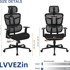 Ergonomic Office Chair, Desk Chair with Adjustable Height, Lumbar Support, High Back Mesh Computer Chairs with Flip up Armrests, Task Chairs for Home, Bedroom, Study, Dorm, Student, Adults Men Women