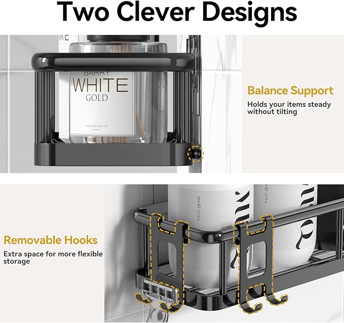 YASONIC Shower Caddy, 100% Rustproof Shower Organizer with Soap Holder, 6 Pack Large Capacity Shower Shelves for Inside Shower, No Drilling Bathroom Organizers and Storage for Kitchen & Home Decor