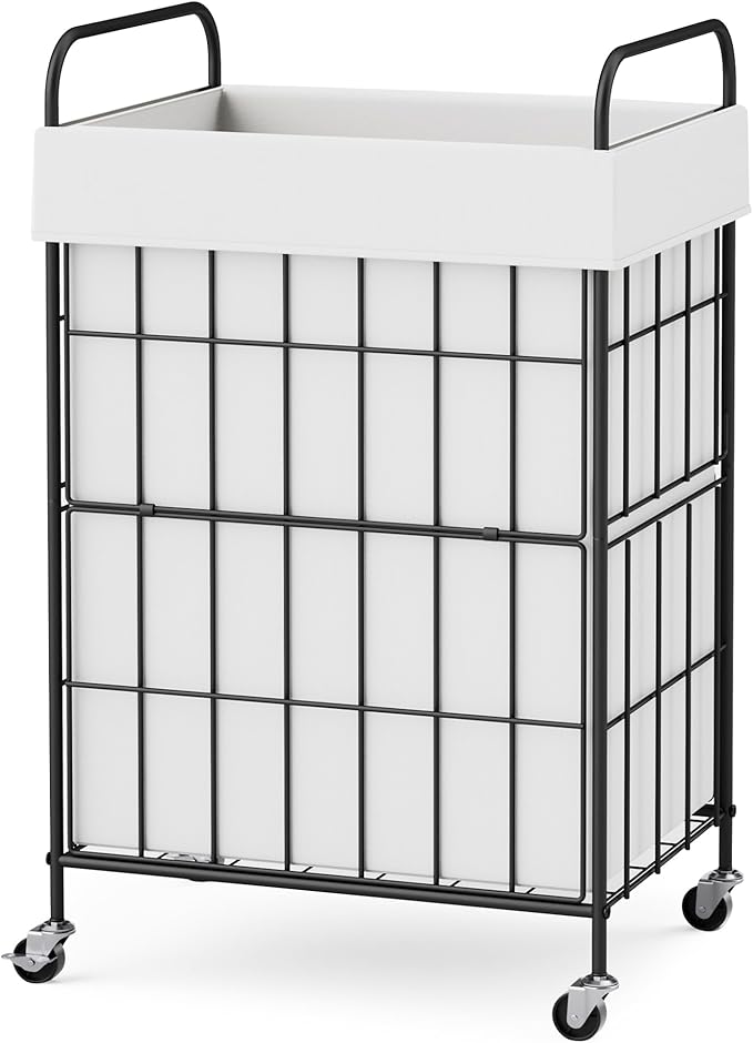 Laundry Hamper with Wheels, 90L Laundry Basket with Handle, Laundry Sorter with Removable Liner Bag