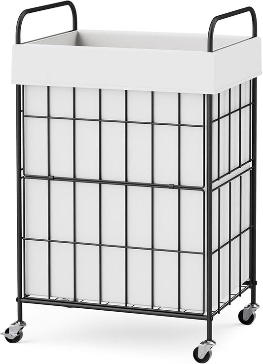 Laundry Hamper with Wheels, 90L Laundry Basket with Handle, Laundry Sorter with Removable Liner Bag