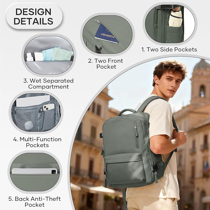 Vacuum Compression Backpack, Travel Vacuum Backpack with Electric Vacpack Pump, Flight Approved Carry On Personal Item Suitcase Luggage for Men Women, Dark Green, Large