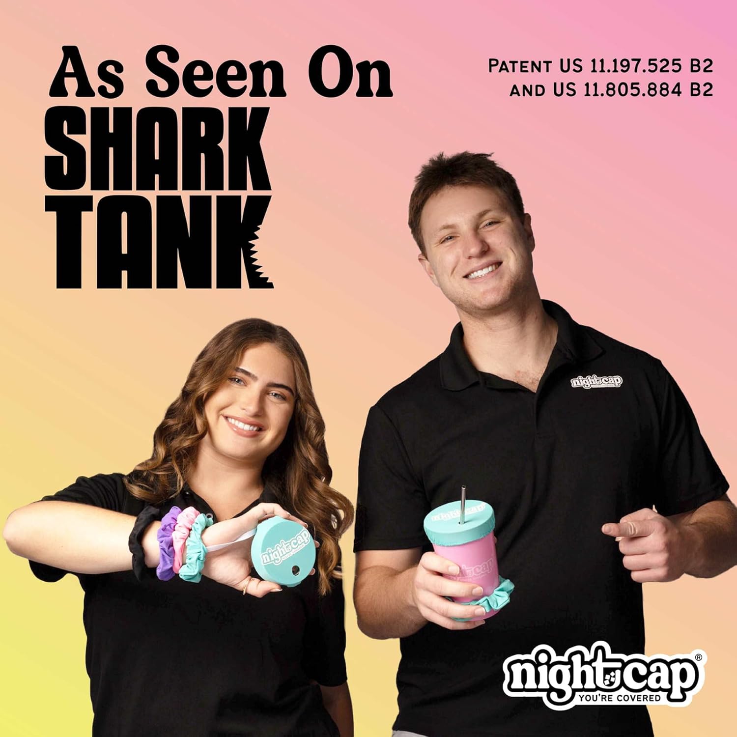 NightCap Drink Cover Scrunchie, Anti Spiking Drink Protector, Reusable Cup Cover for Bars, Festivals, Concerts, College Parties & Travel, Hidden Drink Safety Cover for Women, Shark Tank, Hair Tie