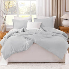 Litanika Comforter Set, Lightweight Solid Bedding Comforter Set, Fluffy Down Alternative Bed Set, Light Grey, California King