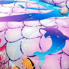 CVHOUSE Mermaid Comforter Set - King Size, 3 Pcs (1 Comforter, 2 Pillowcases) with Mermaid Scale Bedding, Bedspread, Duvet and Quilt