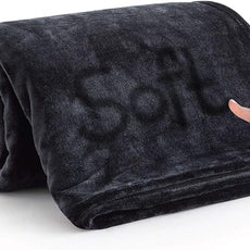 IR Imperial Rooms Fleece Blanket - Super Soft Fluffy Black Throw Blanket for Sofa and Bed - Warm and Cozy Lightweight 400 GSM Microfiber Bed Throws Blankets, 50 x 60 Inches (Throw/Travel)