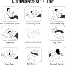 10 lbs Thickened Wedge Pillow Headboard Body Positioner Bed Wedge Pillow Backrest Support Triangular Headboard Pillow for Sleeping with Side Pocket Velvet Positioning Support Orchid Blue Full