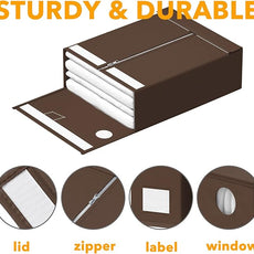 SpaceAid 9 Pack Bed Sheet Organizers and Storage, Foldable Sheet Organizer with Window for Linen Closet, Set Folder Keeper for Queen & King Size Bedding Storage (Brown)