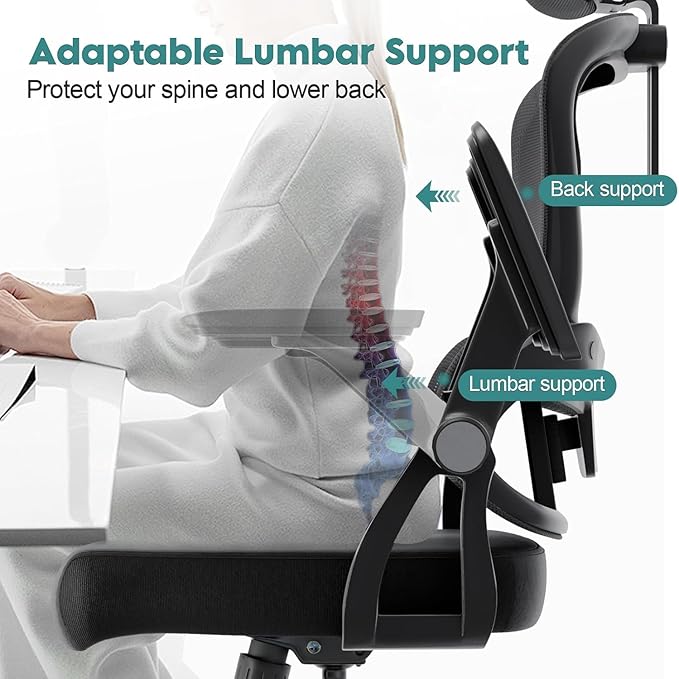 Ergonomic Office Chair - 400LB Comfy Desk Chairs with Adjustable Headrest and Lumbar Back Support, Mesh Computer Chairs with Wheels and Arms for Home Office, Study